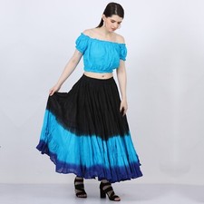 Damen schwarz/türkis/royal 25 Yard ATS Tribal 4-stufiger Zigeunerrock Bauchtanz