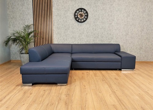Blaues echtleder ecksofa echt - blaues,