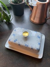 Alte Butterglocke Butterdose Porzellan Arzberg Schuhmann Dekor  Vergissmeinnicht