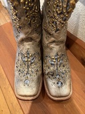Echte amerikanische Leder Cowboy Stiefel, Damen, Altgold ,Größe 40