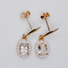 Morganit Cubic Zirkonia Ohrstecker  925 Silber 585 Roségold vergoldet