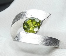 Ring 925 Silber Gr 19,1  60 Spannring mit echtem Peridot mattiert Originalbilder