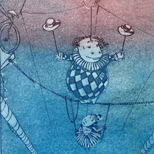 Radierung "Der 5-Uhr Tee" v. Lisa Sophie Rackwitz (*1980) Halle (Saale) 1999