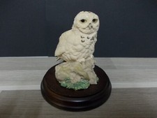 Schneeeule Polystone auf Holzsockel Deko Figur Eule Vogel Figur H9,50cm