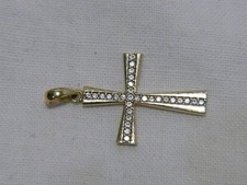 Anhänger Gold Kreuz  585 14k karat Steine 20x15mm