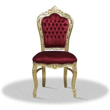 Barockstuhl bordeaux rot gold holz repro antik Esszimmer Wohnzimmer Luxus Style