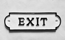 Ausstiegsschild Türschild Antik Weiß Eisen Antik