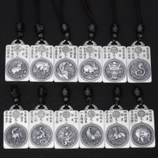 B25 Anhänger buddhistisch 12 Tierkreiszeichen Bodhisattva Feinsilber Kordel