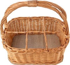 Weidenkorb mit Henkel Flaschenkorb 6 Flaschen Flaschenträger Flechtkorb