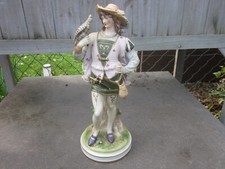Sitzendorf Porzellan Figur " Herr mit Falke " farbig staffiert, Höhe 34cm