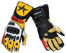 RTX Krypton Performance Sport Motorradhandschuhe gelb/rot/schwarz/weiß Leder