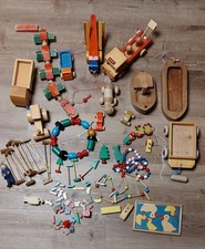 Sammlung Vintage Holzspielzeug Fahrzeuge,Tiere, Bausteine, Handarbeit 60-80ziger