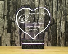 Geschenk Gravur personalisiert RGB LED beleuchtet goldene 50. Hochzeitstag M4