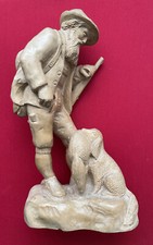 Holzfigur Jäger mit Hund