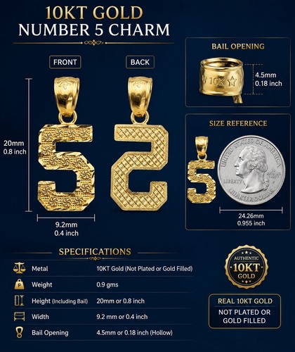 10kt gold zahl oder ziffer - gold, 5