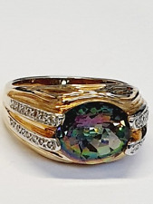 Eleganter Ring Gelbgold 375 Diamant u. Mystic Topas RW18 - Ä6140