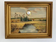 Bilduhr  in Gemälde Wanduhr Ölgemälde auf Holz