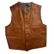 Polo Ralph Lauren braun hellbraune Lederweste Weste Anzug L Western Motorrad