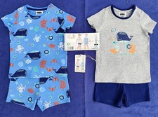 Baby Schlafanzug 2x Gr74/80 Set Kurz Lily & Dan Sommer T-Shirt Hose Nachtwäsche