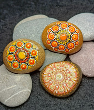 Schnäppchen! 3 Mandala-Steine, Weihnachtsgeschenk, Deko, handbemalt, Naturstein
