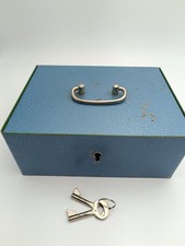 Vintage Geldkassette Metall Blau Grün mit 2 Schlüsseln 22x17x9 cm Retro