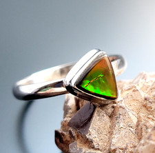 925 Sterling Silber Ring Ammolith Gr. 20 Echtschmuck