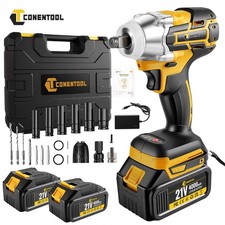 Akku Schlagschrauber Bürstenloser Kfz Reifenwechse 4.0Ah*2Akkus+Ladegerät 19PCS
