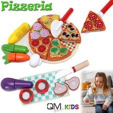 Kinder XXL PIZZA 21cm Set HOLZ Zubehör Spielküche groß Küche Lebensmittel Veggie