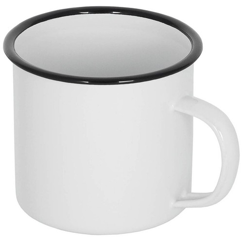 Emaille tasse weiß schwarz - emaille-tasse, weiß-schwarz