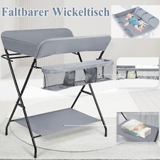 Baby Klappbar Wickeltisch mit Wickelauflage, Sicherheitsgurt und Ablagefächern