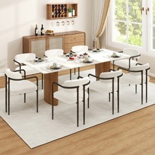 2,4,6,8er set Esszimmerstühle Teddystoff Runde Boucle Gepolsterte Küchenstühle