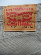 Levi's 511 Slim Cord Jeans Hose W 36 /L 36, Grau-Beige Vintage Cordhose ! KULT !