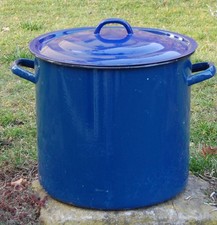 sehr großer Emaille Topf blau
