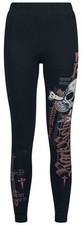 Rock Rebel by EMP Damen schwarze Leggings mit Totenkopf-Print und Schriftzug