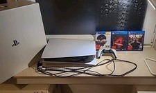 Sony PS5 PlayStation 5 - Weiß, Disk - Version mit Laufwerk+1 Controller+3 Spiele