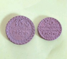 2 Porzelan Notgeldmünzen von  Höhr/ Coblenz 