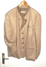 Trachten-Janker-Jacke-Sakko "orig. Moser-Salzburg" Leinen/Leder~~Herren-Größe 52