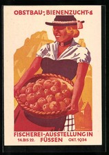 Künstler-AK Füssen, Obstbau-, Bienenzucht- & Fischerei-Ausstellung 14.-22.10.19 
