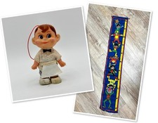 Alte, kleine Hong Kong Puppe - Vintage 80er Jahre Kewpie Style Kellner Messlatte