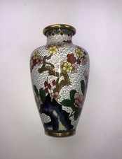 Chinesische Asiatische Florale Kirschblüten Cloisonne Vase, Metall-Emaille