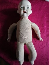 Stoffpuppe mit Porzellankopf und Hände 40 cm selbstgemacht mit Stoffkörper