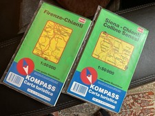 2x TOSKANA Kompass Wanderkarten 1:50.000 Florenz Chianti Siena 90er mit Guide