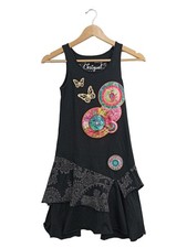 Desigual festliches Kleid Blumenmuster ärmellos schwarz Gr. 152