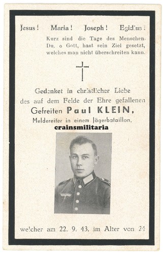 Orig sterbebild soldat - orig.,