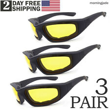 3PCS Gelb Motorradbrille Sonnenbrille Anti Fog West Coast Bikerbrille gepolstert