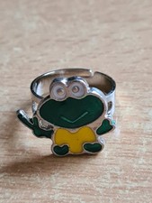 Verstellbarer grün/gelber Kinderring Motiv Frosch mit großen Augen NEU!!!