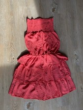 Damen Bandeau Kleid Stufenkleid Koralle Gr. S 78 cm Länge trägerlos 