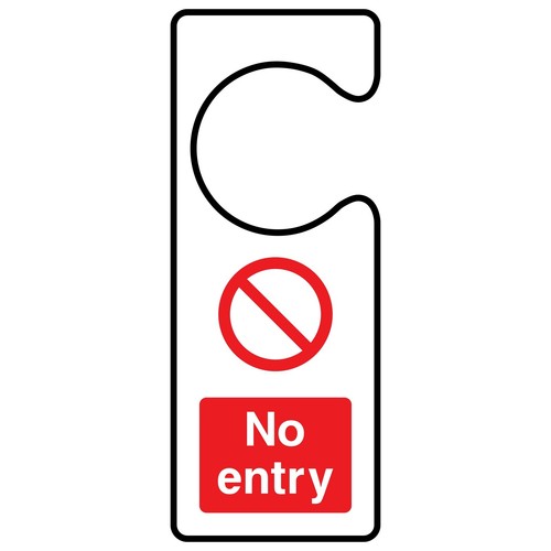 Entry door handle sign - no,