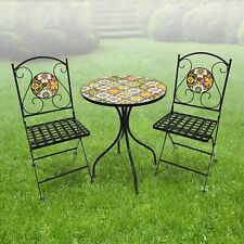 Mosaik Gartenset Gartenstühle Mosaiktisch wählbar Rustikal Rund klappbar