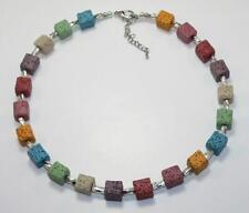 Halskette Würfelkette Würfel Lava pastell mehrfarbig rot grün blau gelb  277